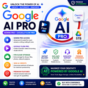 Google AI Pro – Gemini Pro + Google Flow Pro | 5TB Storage | 1000 AI Credits